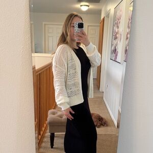 Classic Ivory Open-Knit Women’s Cardigan